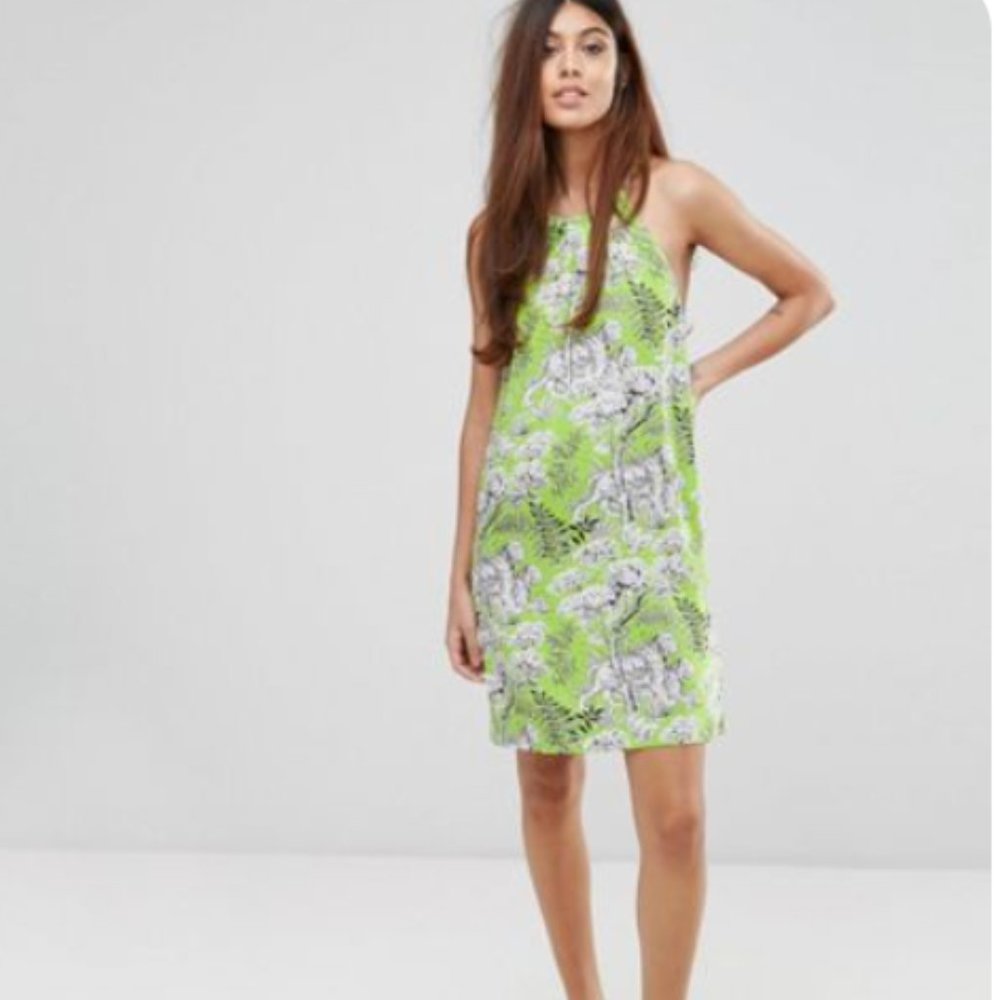 Warehouse tiger print halter dress